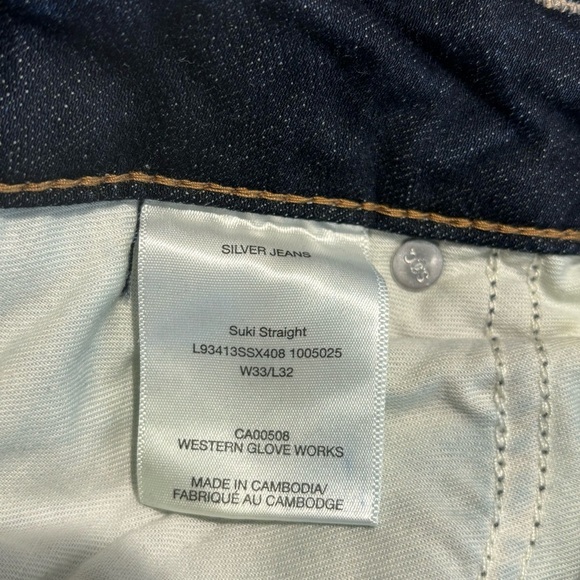 SILVER Suki Sz 33 x 32 Straight Leg Mid Rise Curvy Darker Wash Jeans New w/ Tags - Picture 11 of 12